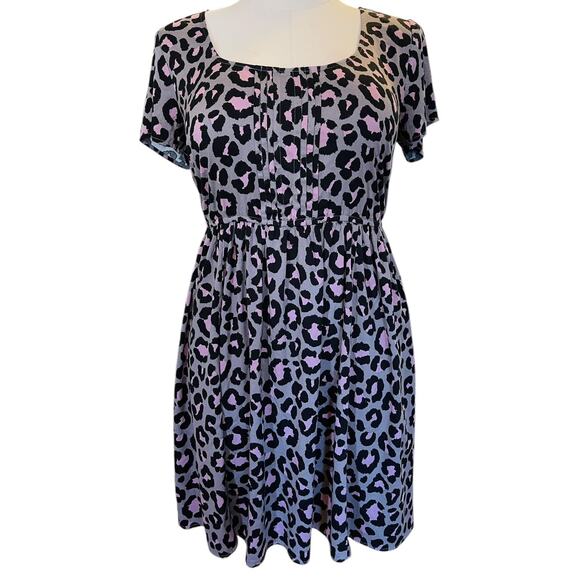 Torrid 1 (1X 14/16) Leopard‎ Print Pink/Gray Mini Challis Skater Babydoll Dress - Picture 1 of 3